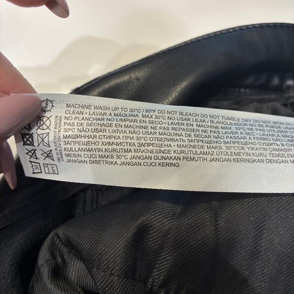 Mango Black Faux Leather Flared Trousers Sz 4 - Picture 11 of 15